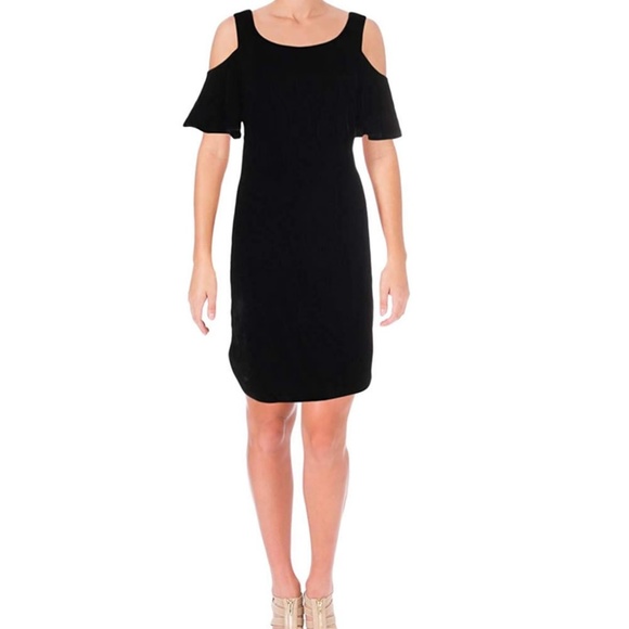 black velvet cold shoulder dress